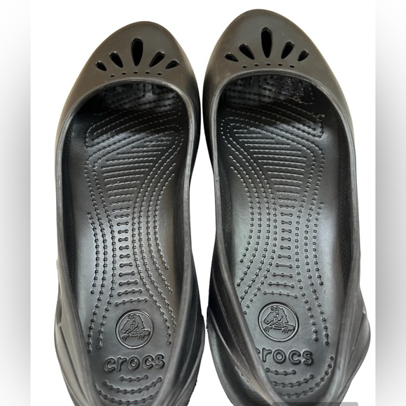 EUC Crocs Womens Kadee Slip On Slingback Sandal Shoes Flats Rubber Black Size 11 - Picture 10 of 10